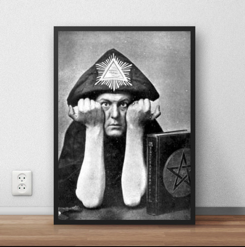 Quadro / Poster Com Moldura Aleister Crowley Ocultismo P12