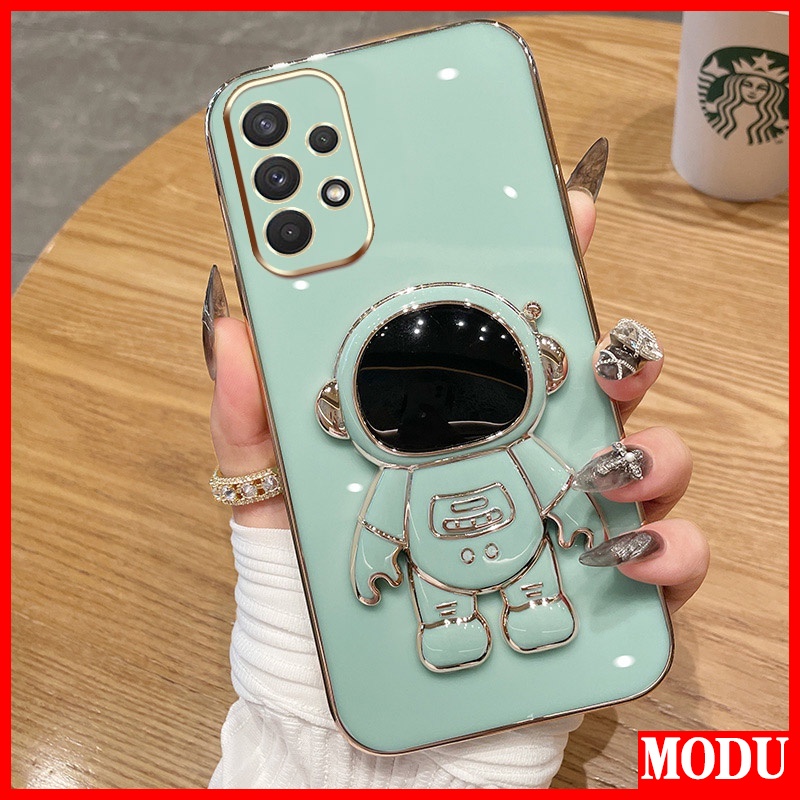 MODU Case Capa Capinha De Celular Para Samsung Galaxy A13 4G 5G A23 A33 A53 A73 A72 A52 A52S A25 A54 5G Macaron Color Com Suporte De Alta Qualidade Astronauta