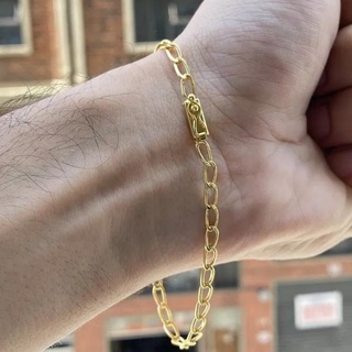 Pulseira de Ouro Grumet 3,5mm Banho de Ouro 24k Pulseira Masculina Banhada