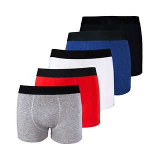 Kit com 5 Cuecas Boxer Box New Basic Masculina Confortável Cotton Algodão Promoção