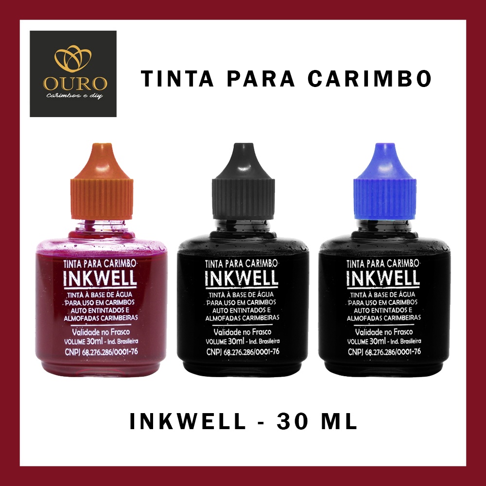 Tinta para Carimbo Inkwell vermelha preta azul 30ml | Shopee Brasil