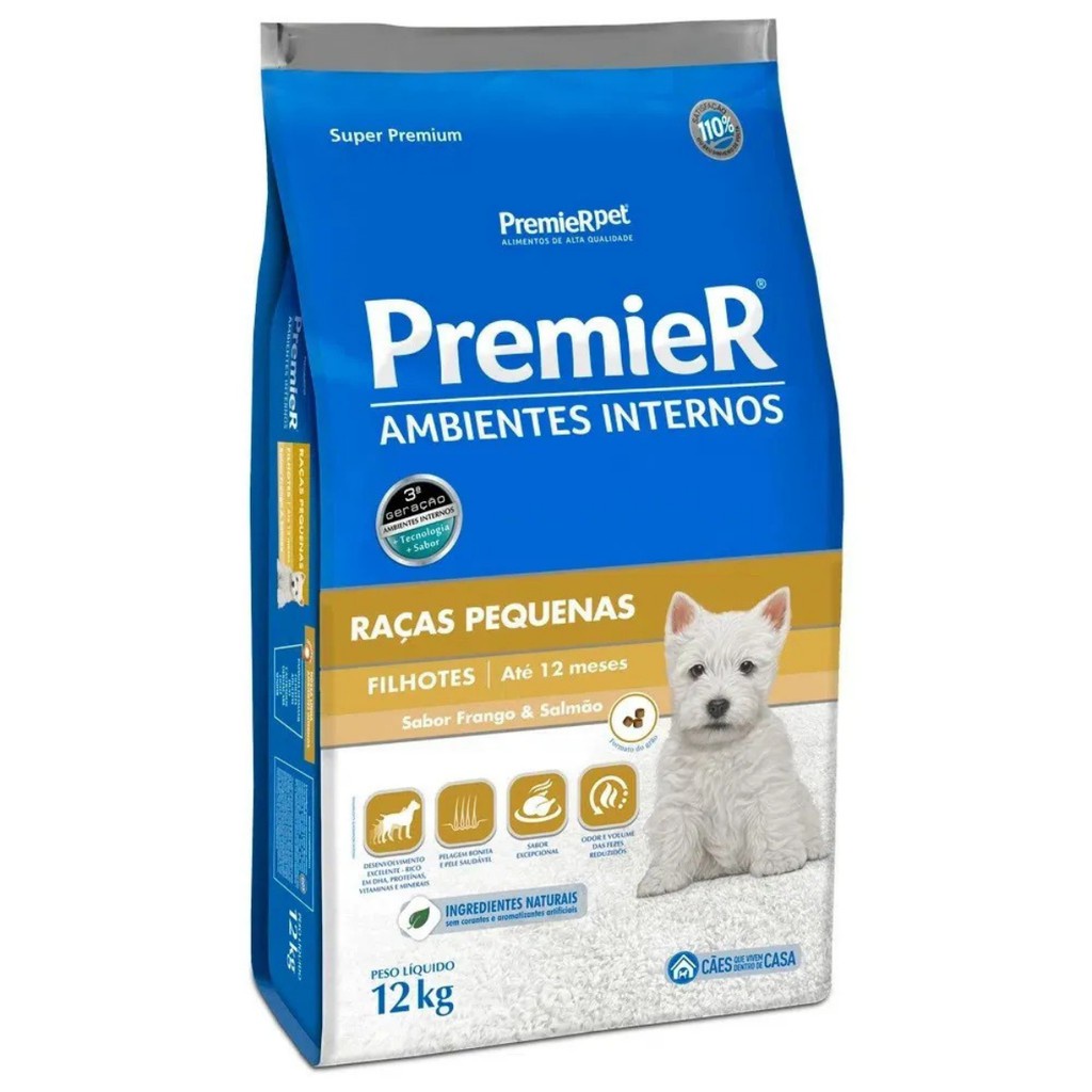 Ração Premier Pet Ambientes Internos Cães Filhotes 12 kg