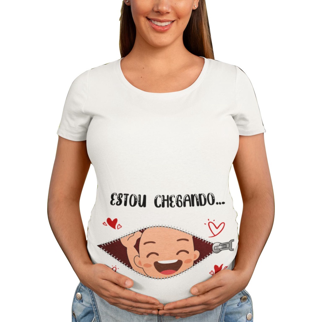 Camiseta Gestante Estou Chegando Papai Chá De Bebê Grávida