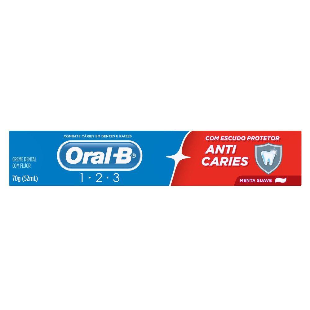Detalhes do Kit 5 Creme Dental Oral-B 123 Anticáries Menta Suave 70g