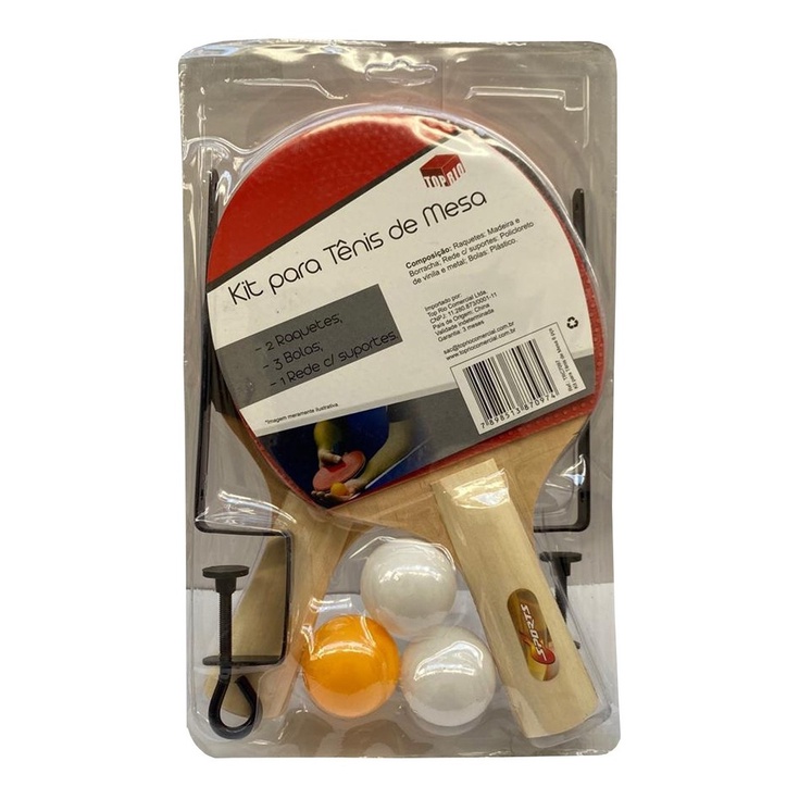 Kit Ping Pong Tenis De Mesa 2 Raquetes 3 Bolinhas Rede E Sup