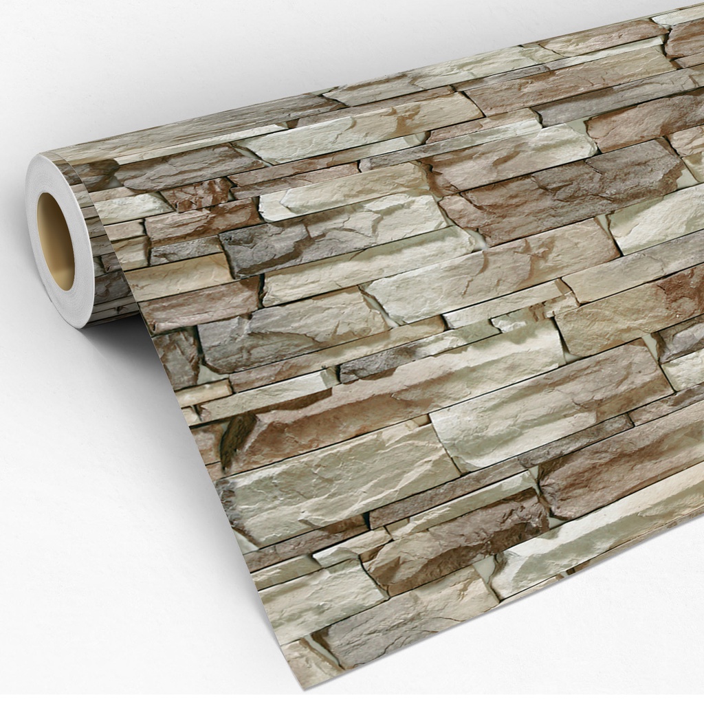 Papel De Parede Adesivo Pedra Canjiquinha Cascalho Rustico Adesivo 3D Adesivo Lavável - Pro Decor