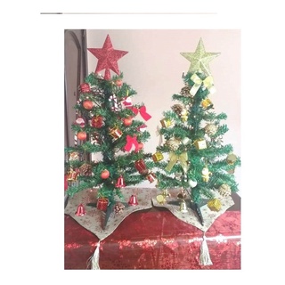 Árvore Natal 60cm Completa Com Pendentes Estrela Topo Laços | Shopee Brasil