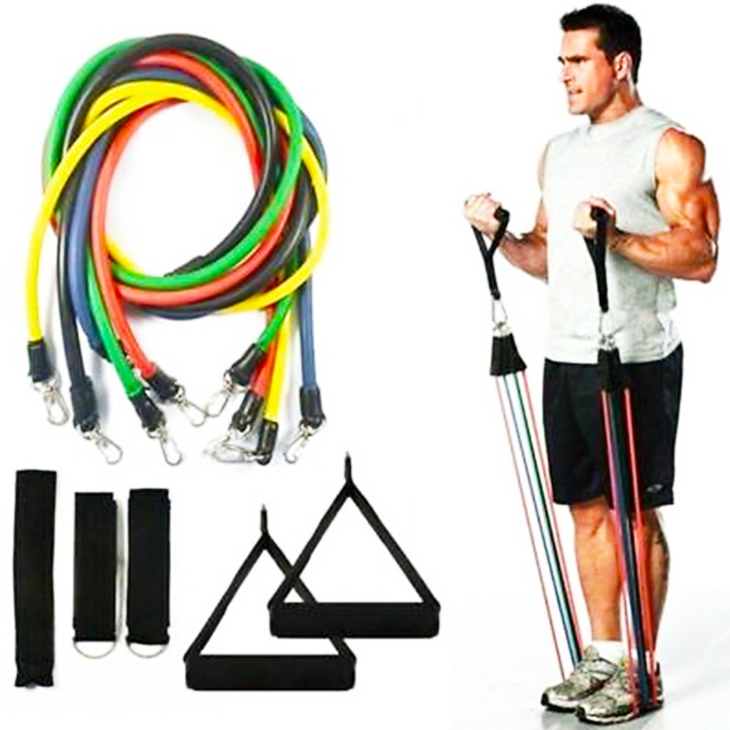 Kit Elástico Extensor 11 Itens para Musculação Funcional em Casa