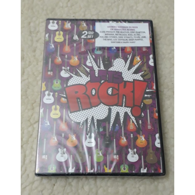 DVD Duplo Let's Rock! (Elvis Presley, Beatles, Clapton, Metallica, Kiss e outros) - Original e lacrado