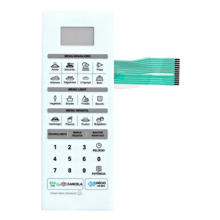 MEMBRANA TECLADO PARA MICROONDAS GENERICA MS 3042R MS 3042B 3052R BRANCA 24.6X8.9 CM em Oferta na Shopee