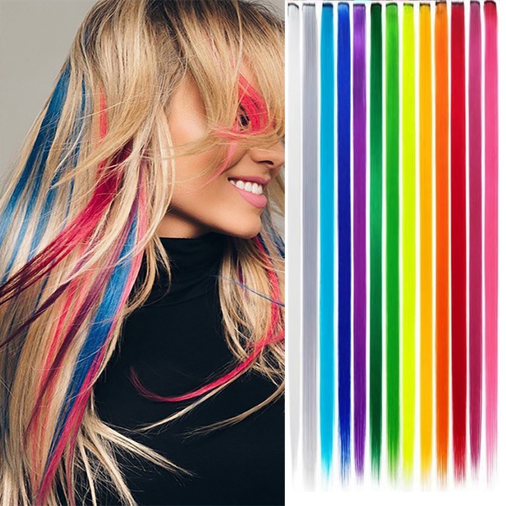 Trava De Cabelo Sintético Coloridas 55 cm Perucas Mecha Corda aplique de cabelo