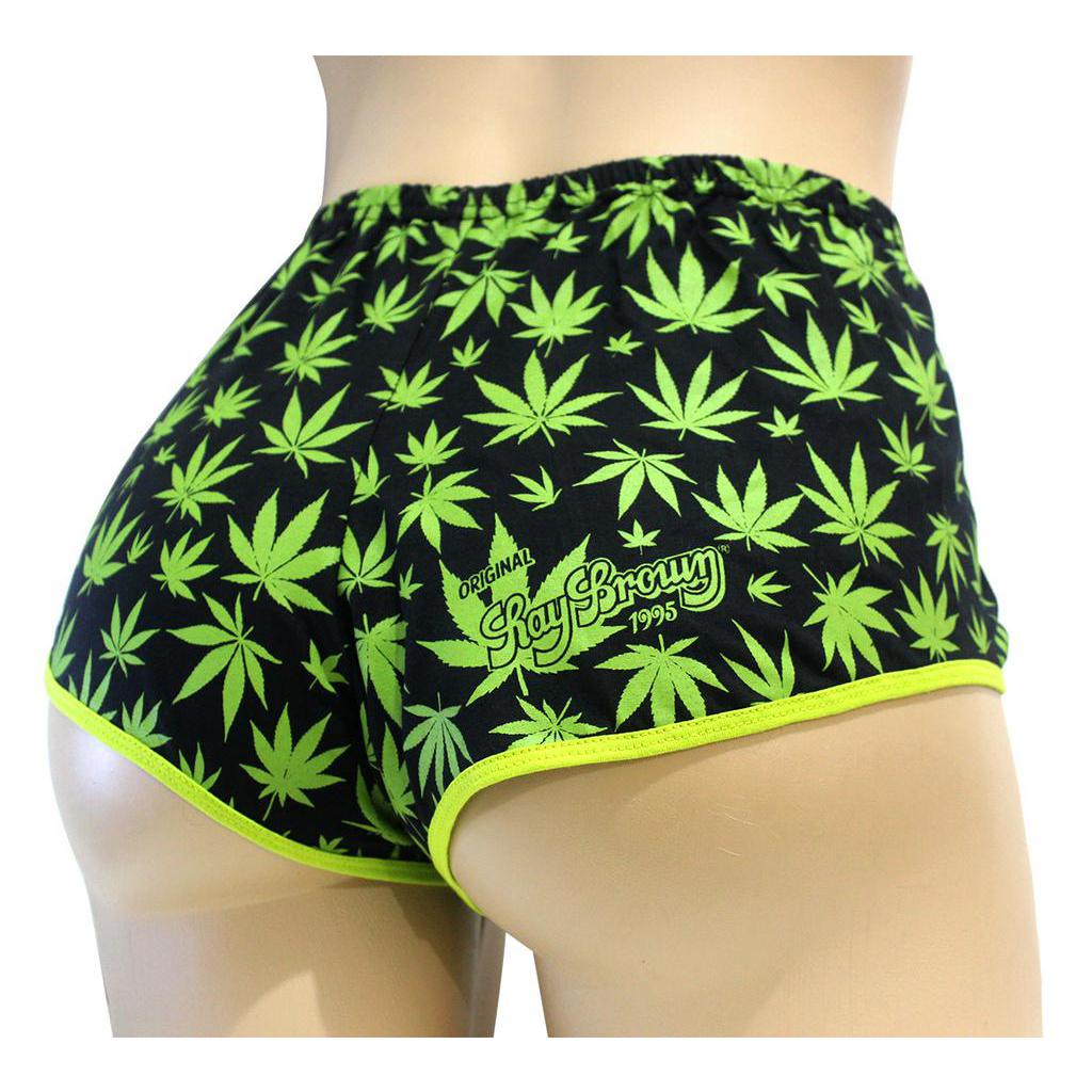 Shorts Pijama Curto Ganja Preto e Verde 100% Algodão Shortinho Ray Brown -  Escorrega o Preço