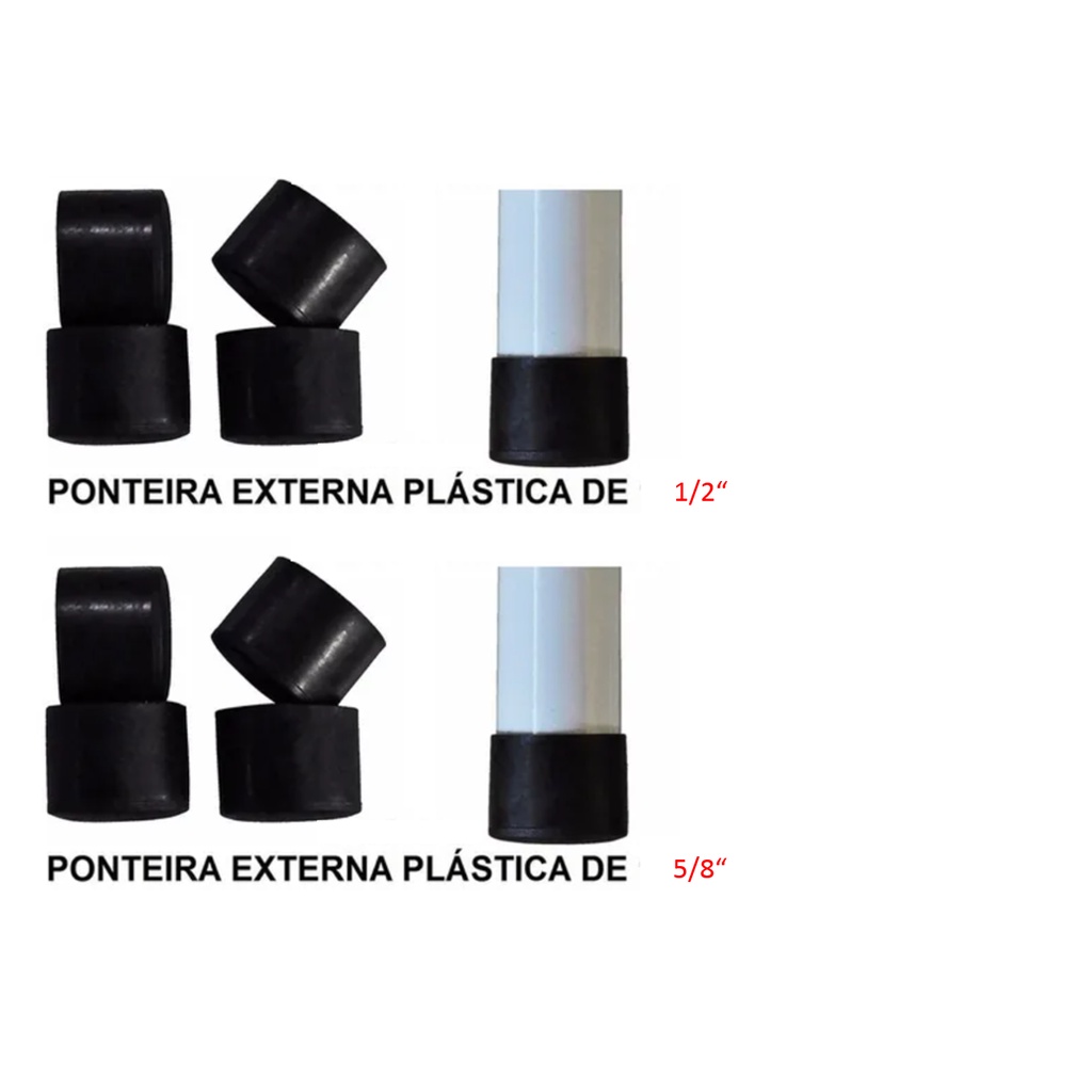 ponteira externa plástica 5/8" 16un e 1/2" 8un