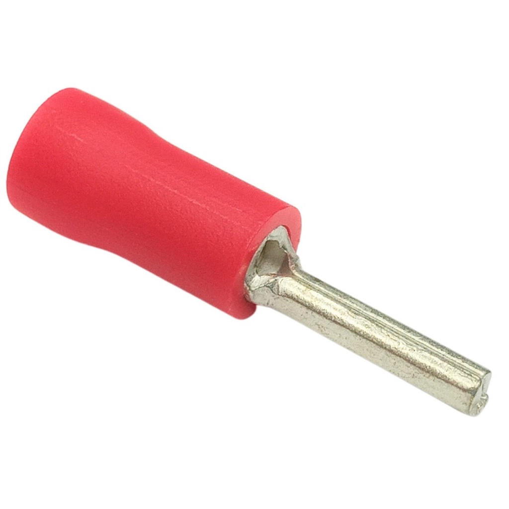 TERMINAL PINO ISOLADO 0,5 A 1,5MM2 CURTO VERMELHO 10 UNID