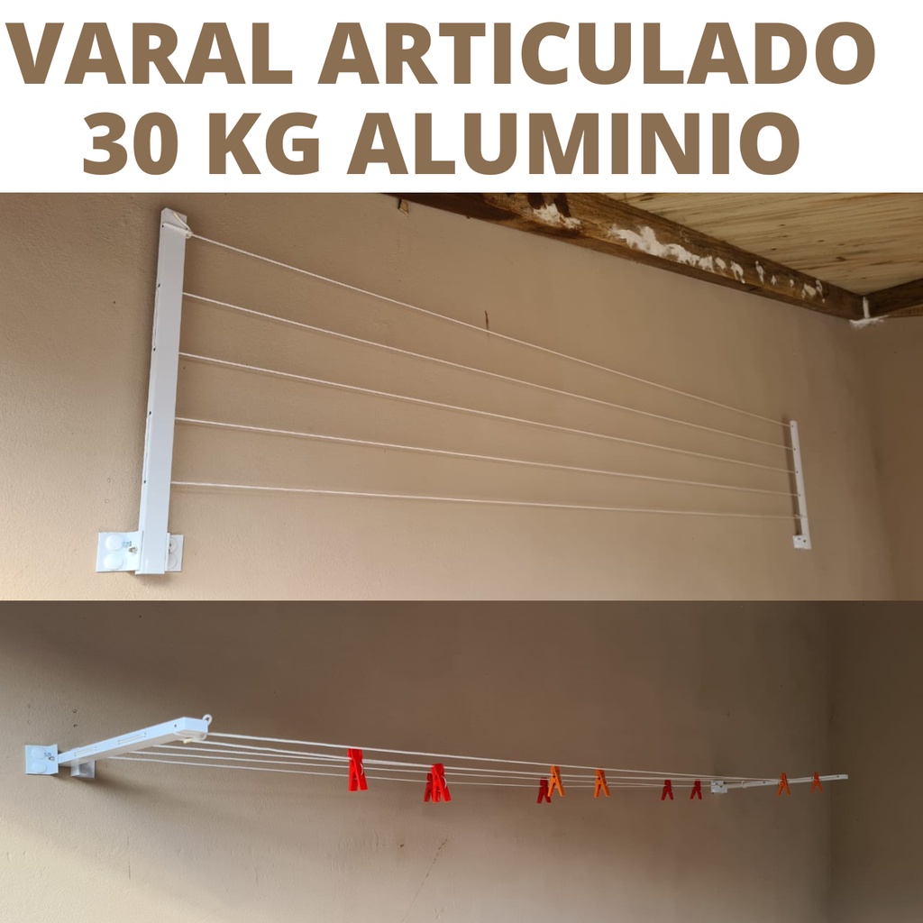 Varal De Parede Articulado Retratil Grande Extensivel Até 4 Mt Suporta ...