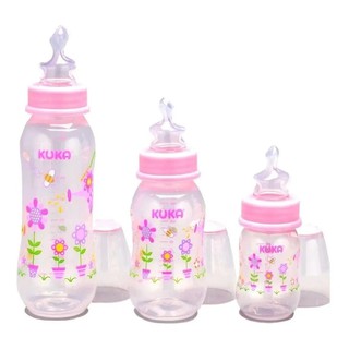 Kit Estojo com 3 Mamadeira Antivazamento Anticólica Com 3 Unidades  Rosa Original Kuka Disponível
