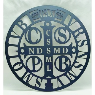 Mandala Medalha de São Bento em MDF cru 30 cm