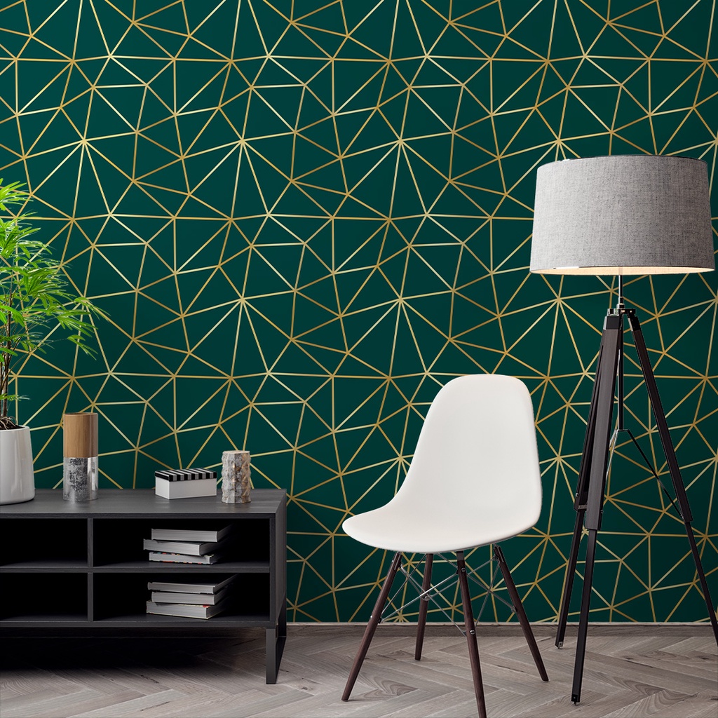 Papel de Parede Adesivo Zara Silver Verde Gold Adesivo Lavável Papel de Parede para Quarto e Sala