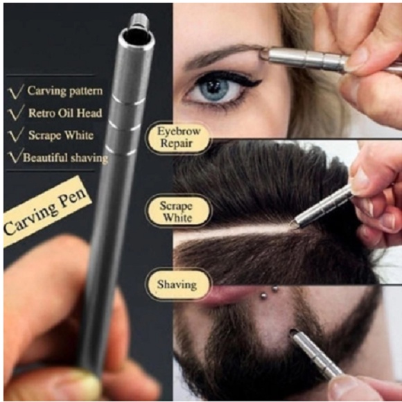 Caneta Navalha Capilar c/ 10 Laminas Barbearia Sobrancelha Desenhos