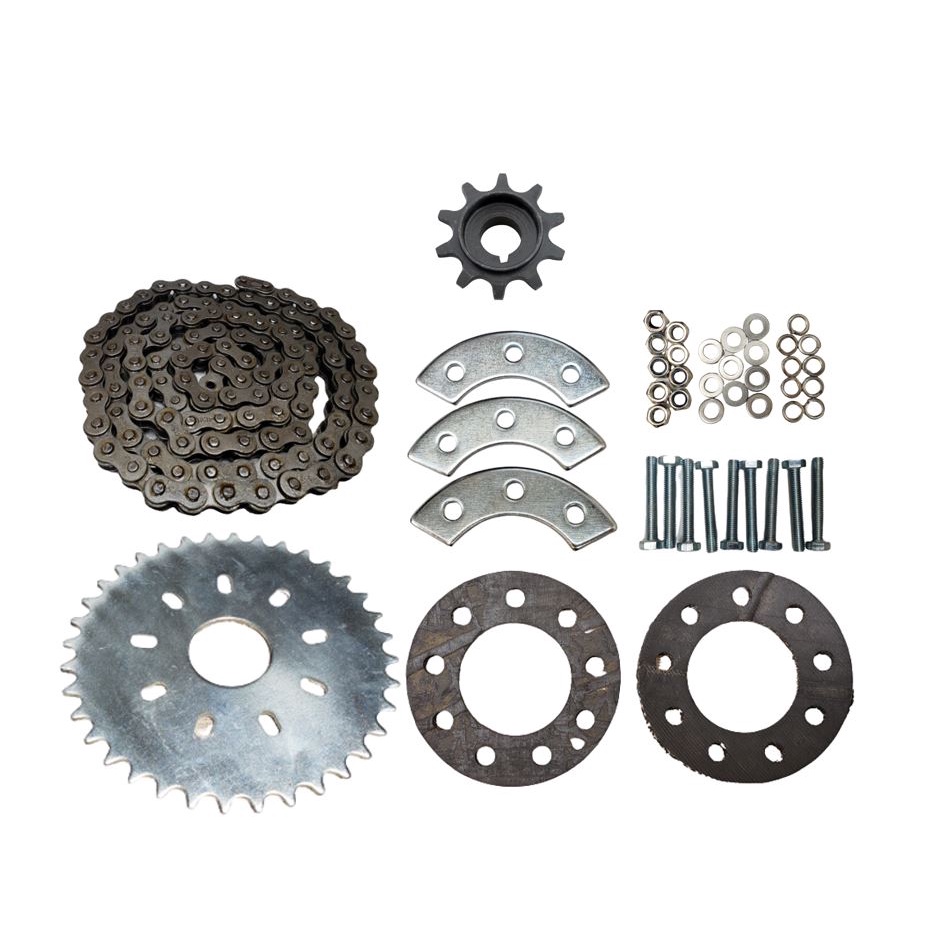 Kit Coroa 36d + Kit Fixação + Corrente 415H + Pinhão para Bicicleta Motorizada