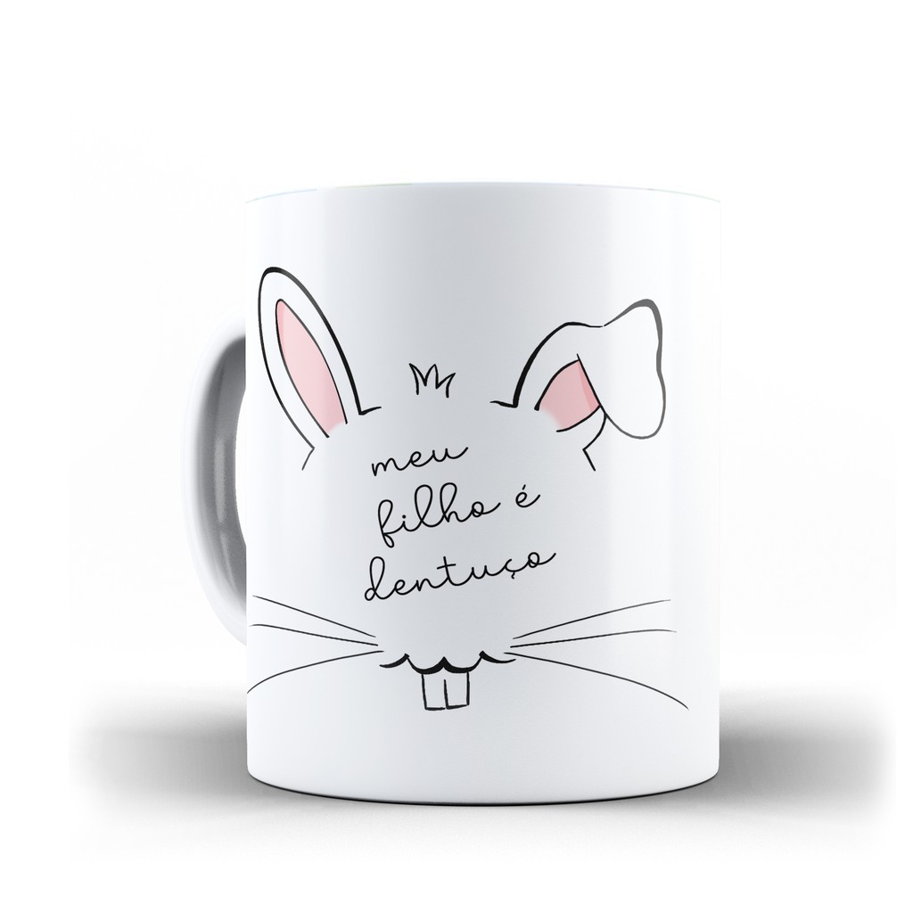 Caneca coelho pet meu filho e dentuço(a) arte  exclusiva