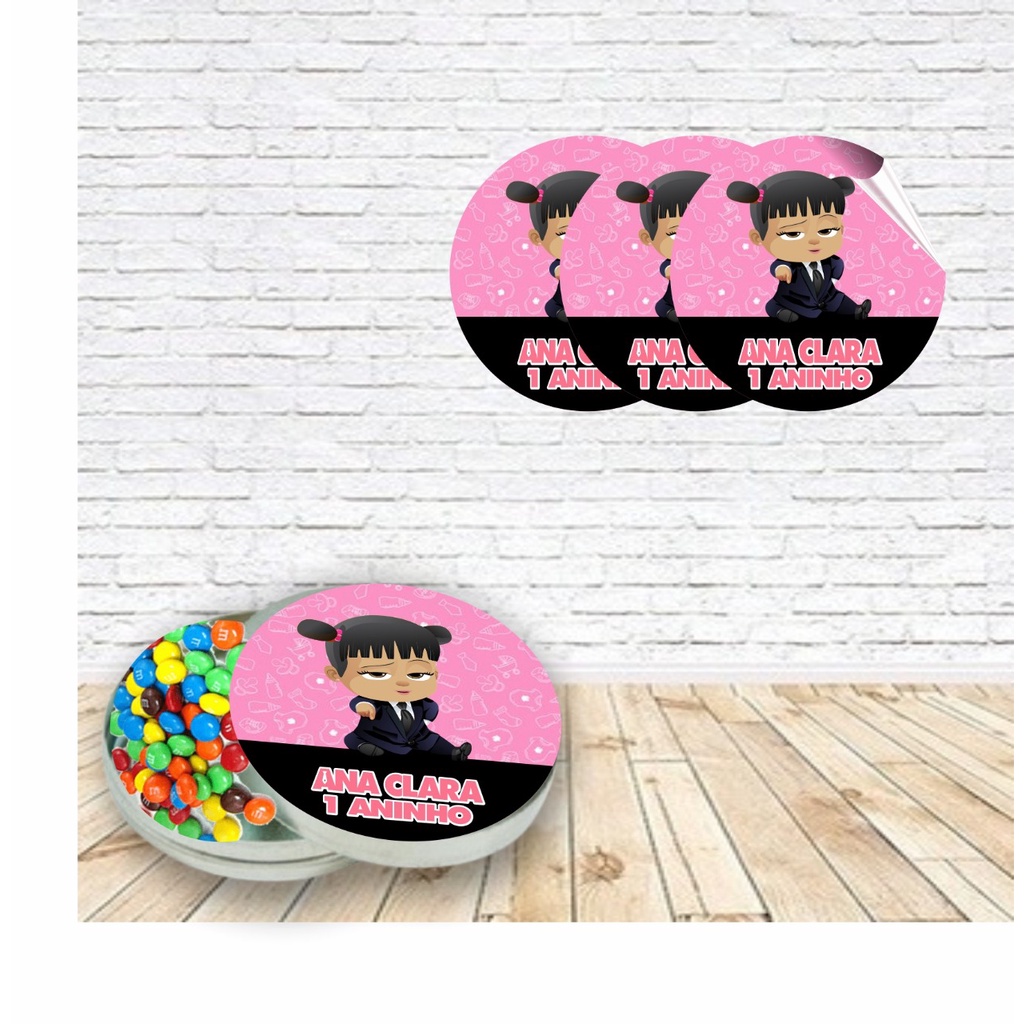 30 Adesivos Personalizados 5x5 Festa Infantil Lembrancinhas Poderosa Chefinha e Outros Temas Papel Fotográfico ou Vinil