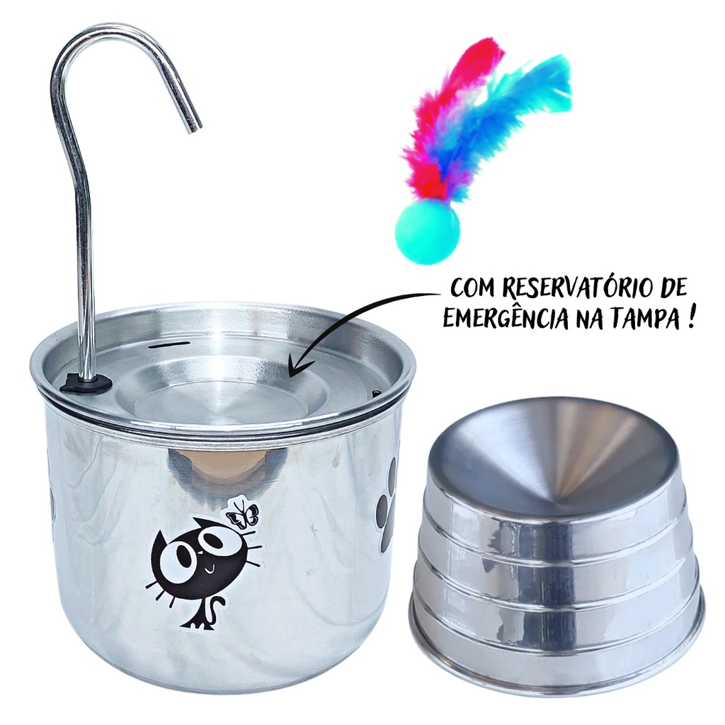 Bebedouro P/ Gato + Comedouro Ergonômico - BIVOLT