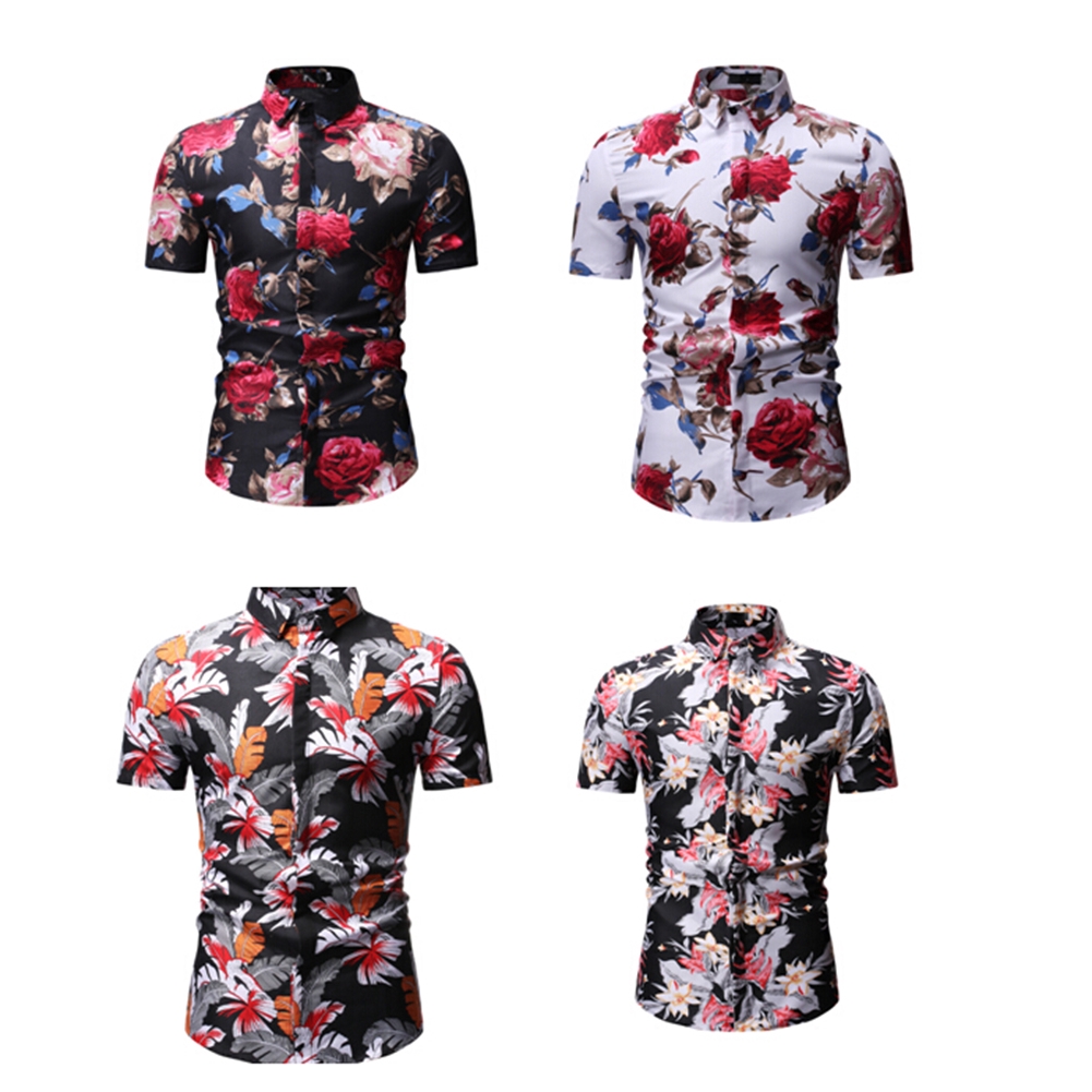 camisa de botao manga curta florida