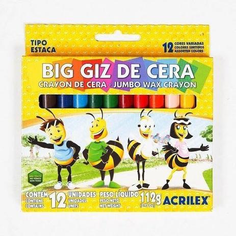 Big Giz De Cera Jumbo Redondo Acrilex 12 Cores 112g