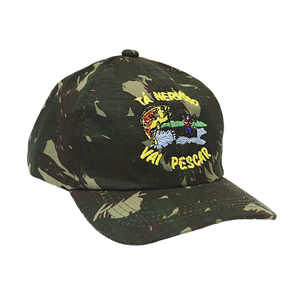 Boné Militar Rip Stop Bordado Tá Nervoso Vai Pescar | Camuflada Exércita Brasileiro - Atack