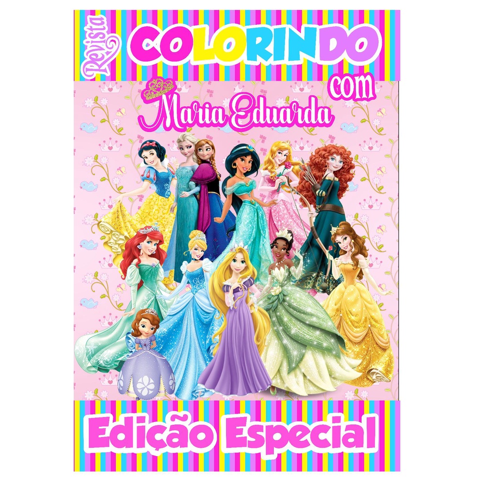 Livro De Colorir Personalizado / Revistinha de Colorir -Tema: Princesas