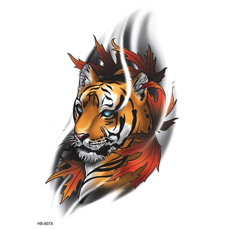 Night Forest Tiger Lion Tattoos For Men DIY Realistic Temporary Tatoos |  Shopee Brasil