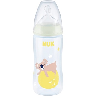 Mamadeira Bebê Silicone 300mL +6M Antivazamento Brilha Escuro First Choice Night Nuk