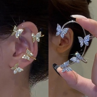 1pç Brinco Feminino De Zirconita Brilhante Com Orelha De Borboleta Não Piercing/Grampo De/Festa/Casamento/Presente