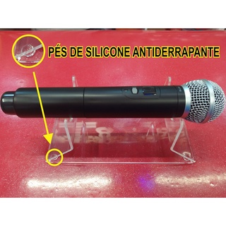 Suporte Expositor de mesa e balcão de Microfone em Acrílico