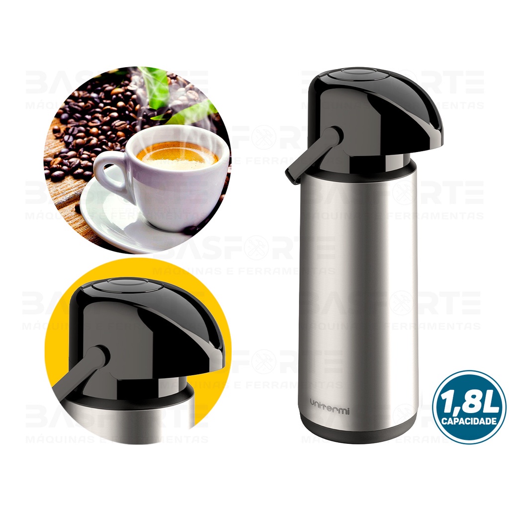 Garrafa Térmica Para Café Verona 1,8 Litros Inox Unitermi Chá Leite Água Quente Fria Qualidade Premium em Oferta na Shopee