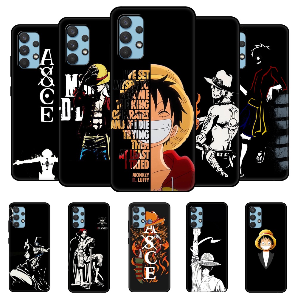 Capa Para Samsung Galaxy A32 A52 A72 4G 5G A52S 5G A41 Traseira De Silicone Flexível Telefone tpu Preta One Piece Anime Luffy