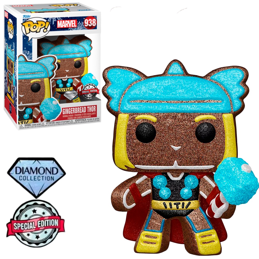 Funko Pop Marvel Holiday Exclusive - Gingerbread Thor 938 (diamond Collection) Novo Original