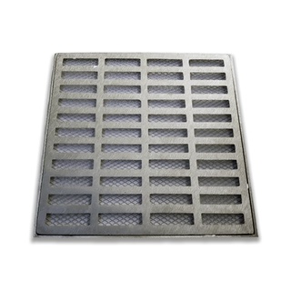 Grelha Pluvial 30x30 Reta com Suporte e Tela Anti Insetos - Aluminio Fundido Escovado - Ficone Reis