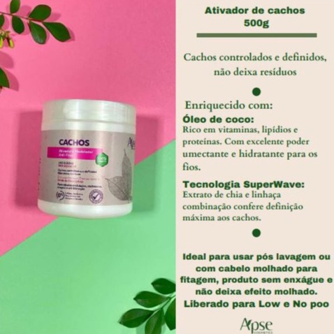 Kit Apse Ativador de Cachos 500g + Creme de Pentear Crespo Power 500g