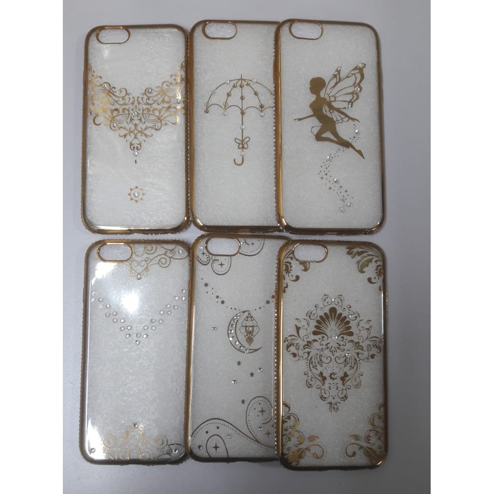 Capa Com Strass Dourada Iphone 6g/6s