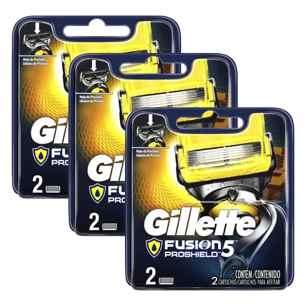 Kits com 6 Cargas Gillette Aparelho de Barbear Fusion Proshield em Oferta na Shopee