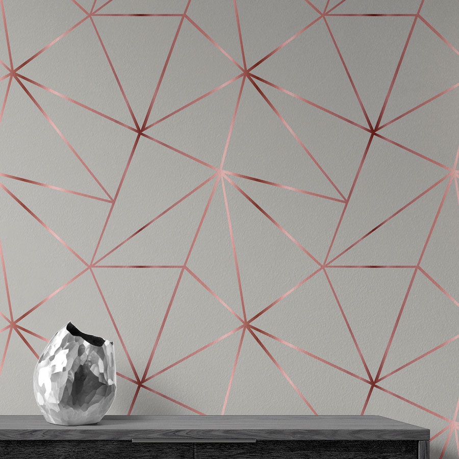 Papel de parede geométrico Rose Silver 2,00 mts - Home & Living