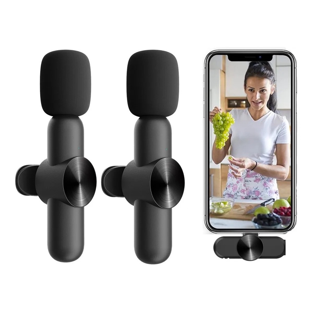 Microfone Lapela K9 2 Em 1 Sem Fio Wireless ios  iPhone IPad/ Android Type-c