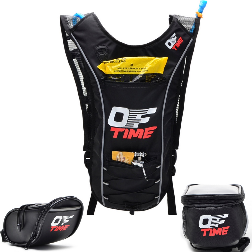 Kit mochila De Hidratação Térmica 2 L + Bolsa De Selim Emborrachada + Bolsa De Celular Smartphone e Iphone