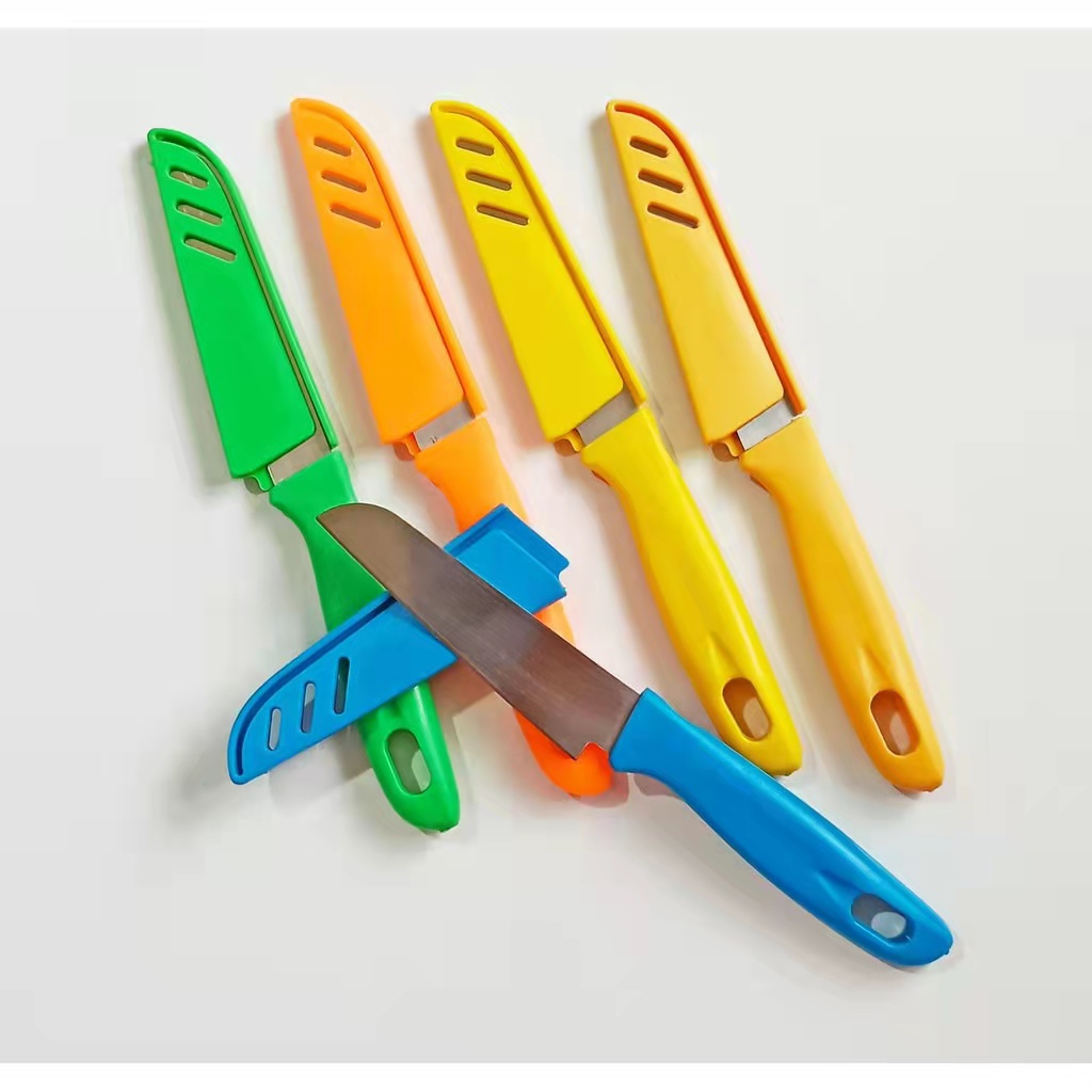 Kit com 5 Faca Afiada Lâmina em Aço Inox com Capa protetora Faquinha para Pesca Viagem Camping e Cozinha C&W BAZAR