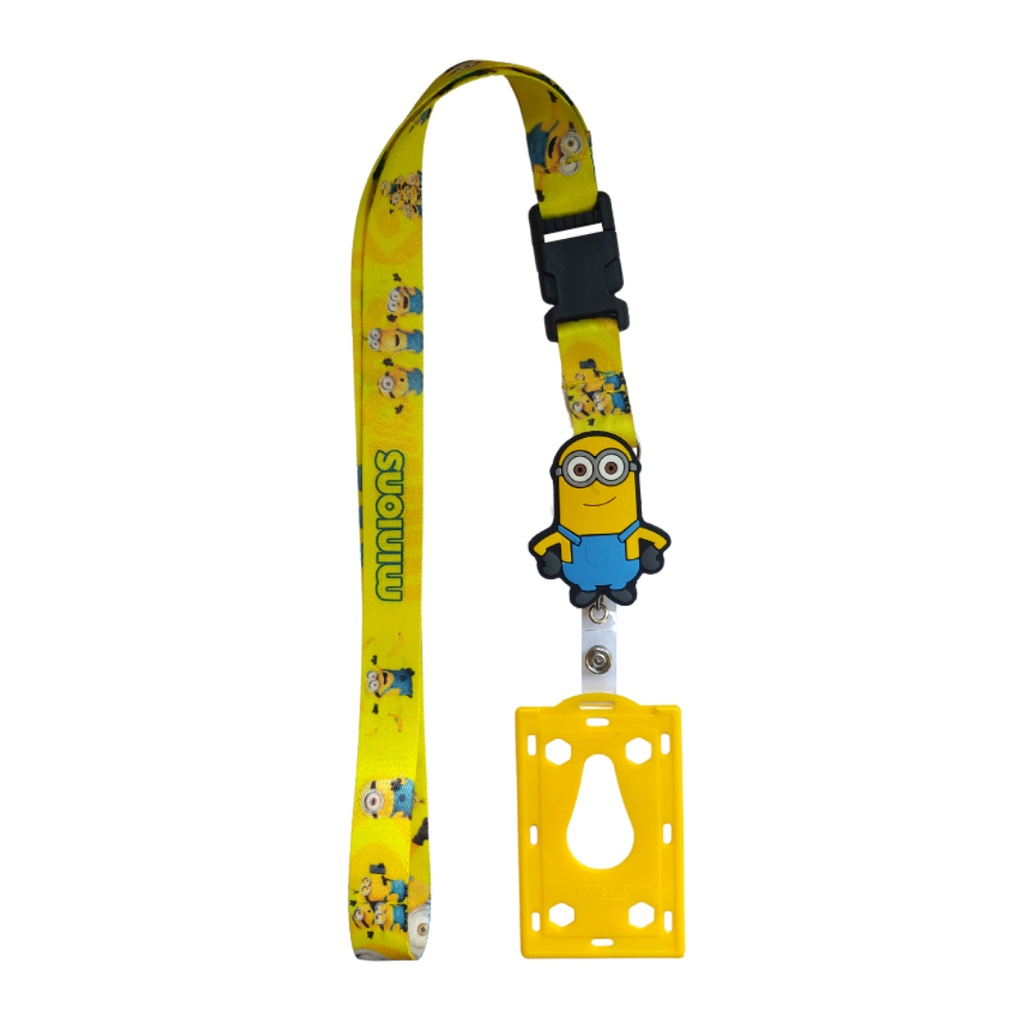 Kit Cordão Minions com Fecho Engate Rápido + Porta Crachá Retrátil Minions + Porta Cartão Amarelo em Oferta na Shopee