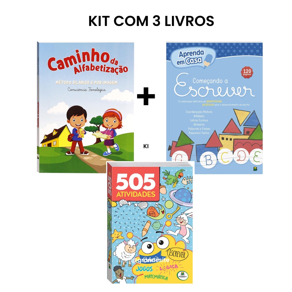 Kit Livros Atividades Caminho da alfabetização + Aprendendo em casa:  começando a escrever + 505 atividades | Shopee Brasil