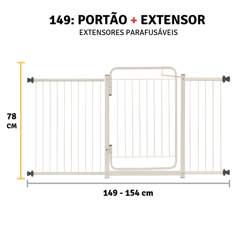 Grade De Porta Portão Proteção Cachorro Criança 149 A 154 Cm Portãozinho Cachorro Expansivo