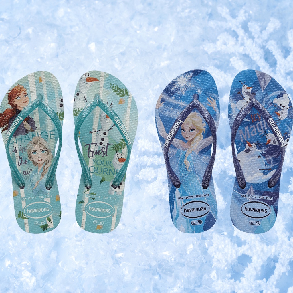 Tongs Havaianas Kids Slim Frozen - Sandales Fille Légères Disney La Reine Des Neiges, Caoutchouc Confortable